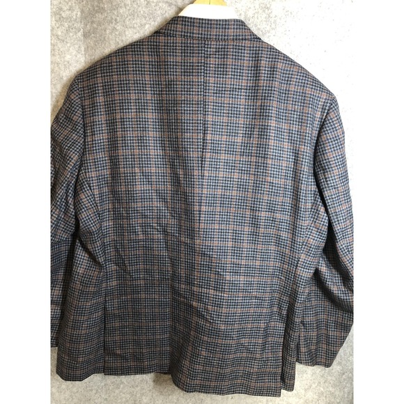 Stafford Blazer Mens 54 Blue Wool Plaid Tweed Sport Coat Jacket Classic Fit - Picture 4 of 11